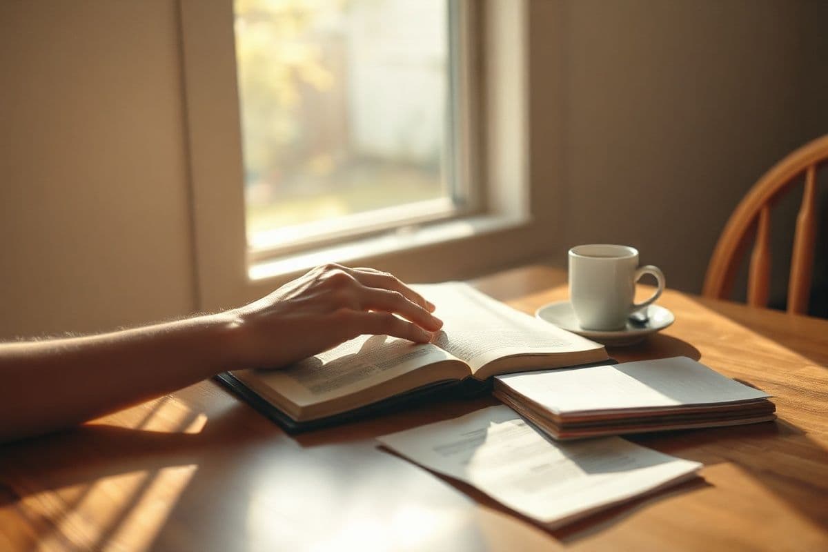 fixed annuities for retirement income - a quiet moment at a sunlit kitchen table (editorial illustration)